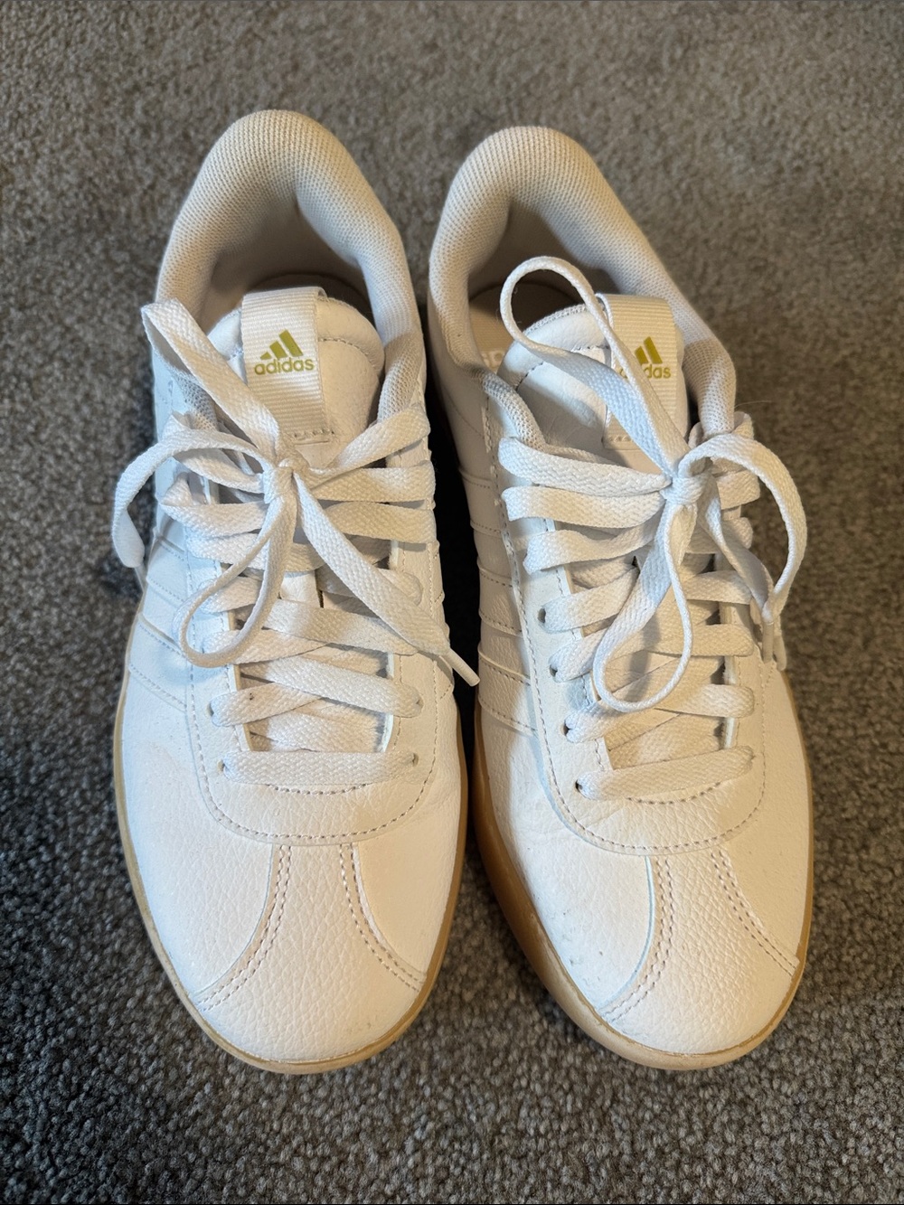 adidas White Leather Sneakers with Gum Outsole